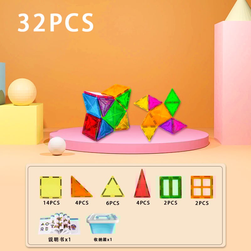 🔥LAST DAY SALE 49% OFF-100PCS Magnetic Tiles Set with 2 Cars, Magnetic Building Tiles
