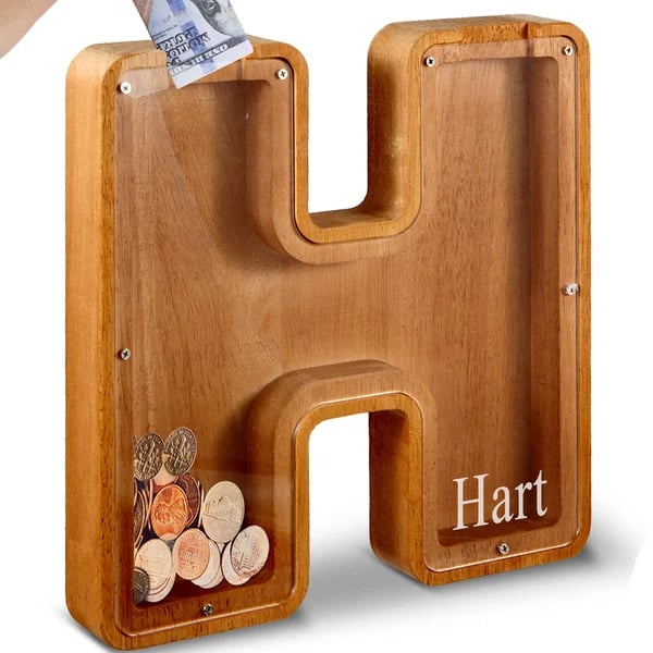 (🔥Last Day Promotion- SAVE 70% OFF)Large Personalized Wooden Alphabet Piggy Bank-Buy 2 Get VIP Shipping