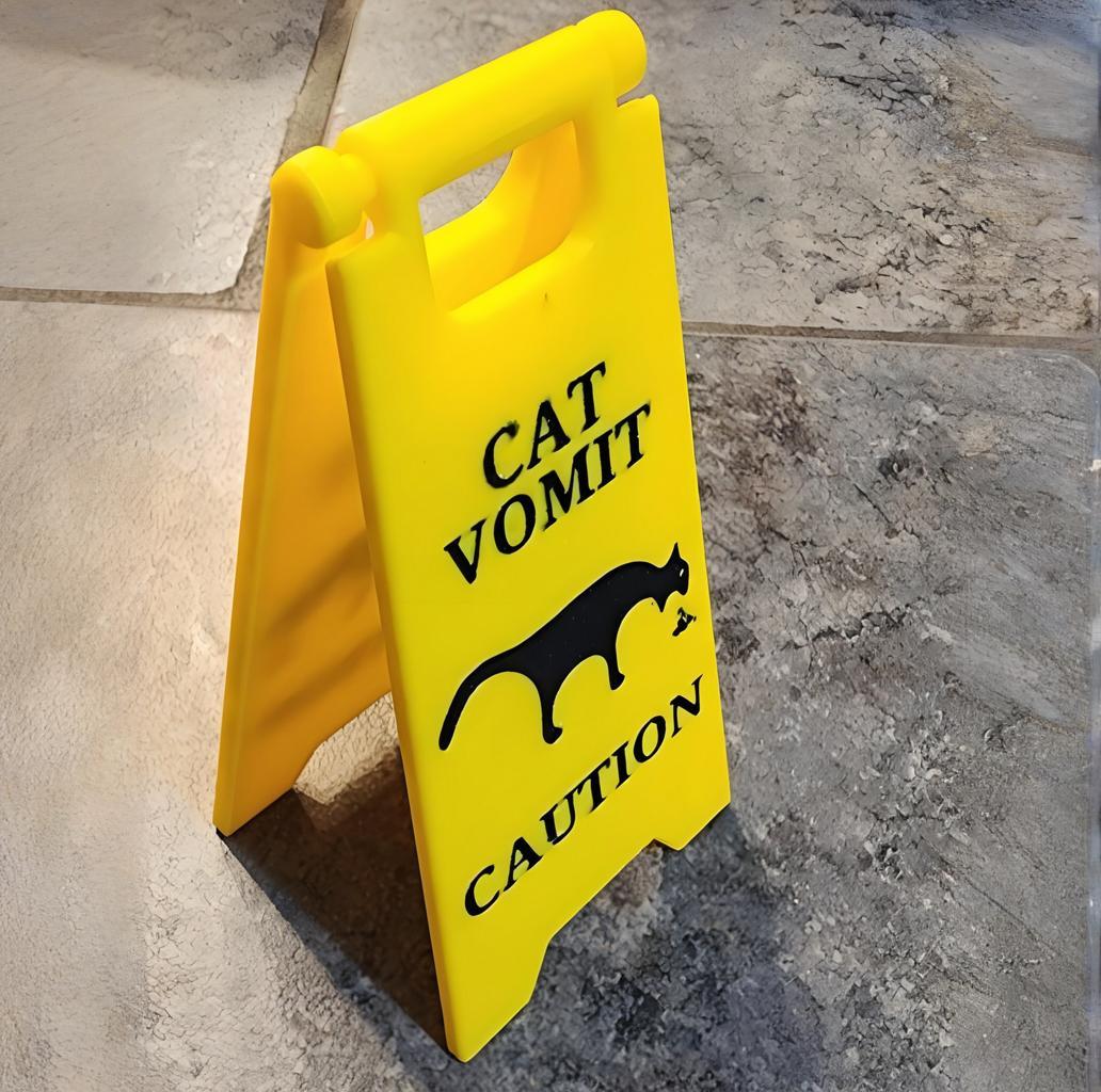 🔥Last Day Promotion 70% OFF🔥Caution Sign: Cat Vomit Edition⚡Buy 3 Get 1 Free