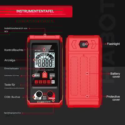 👍Neues automatisches Digitalmultimeter HT – mit berührungsloser Spannungsfunktion für Wechsel-/Gleichspannung (rot)