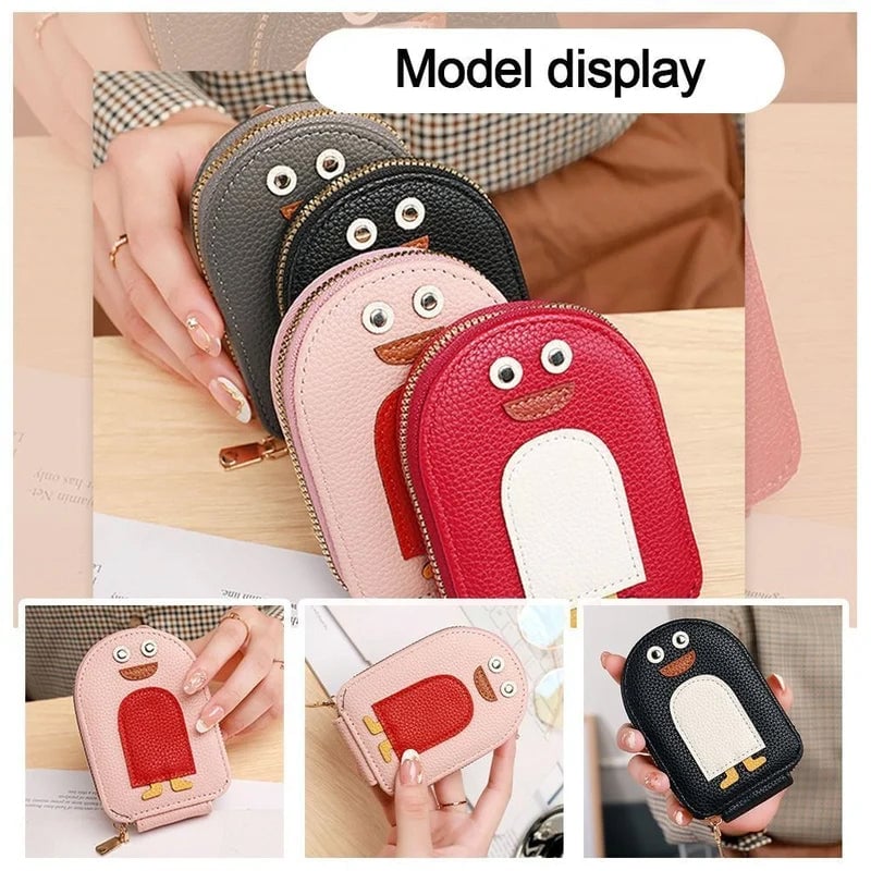 😊Cute Penguins PU Credit Card Coin Wallet