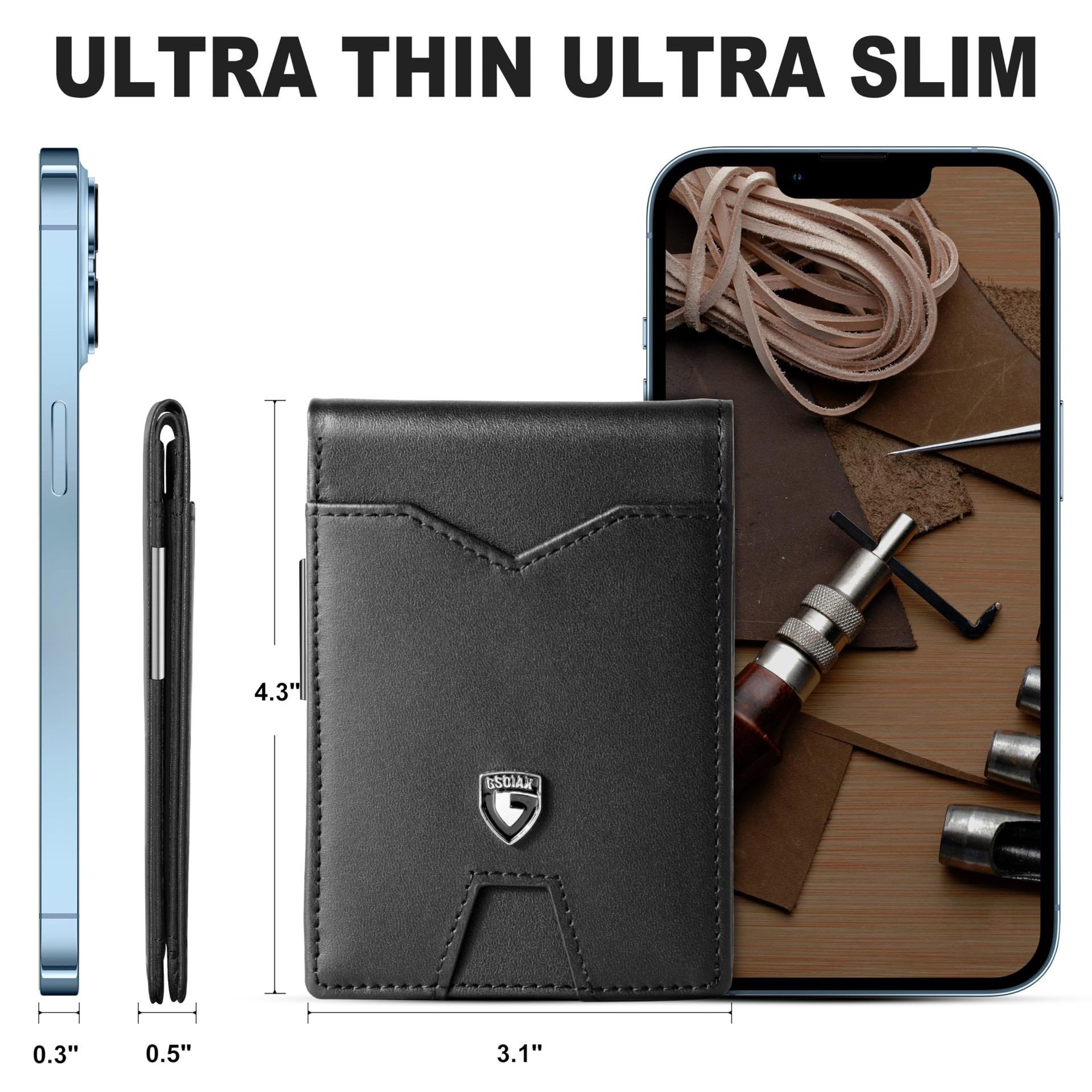 🔥Father's Day Promotion 70% OFF💥Men's Slim Leather RFID Blocking Wallet - Minimalist Carbon Fiber Bifold