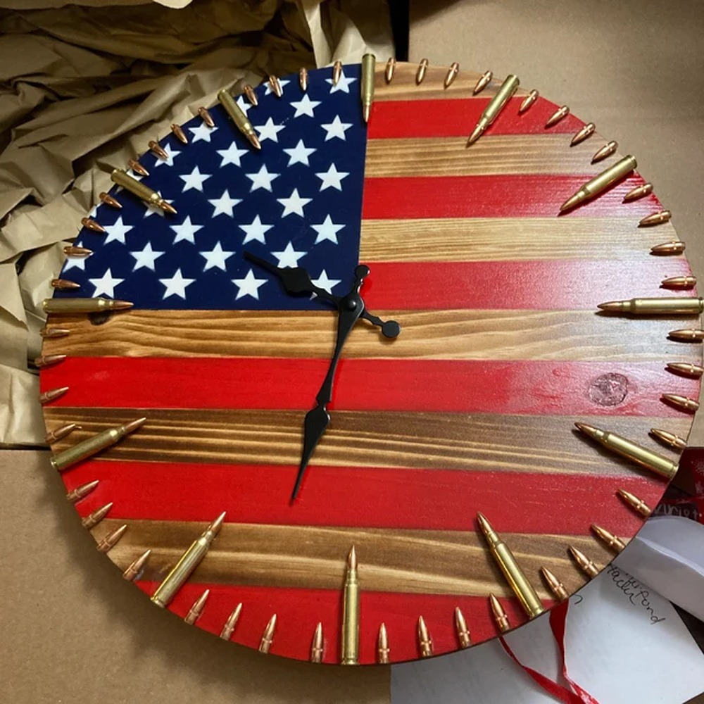 Handmade Honor US Flag Patriotic Clock-BUY 2 FREE SHIPPING