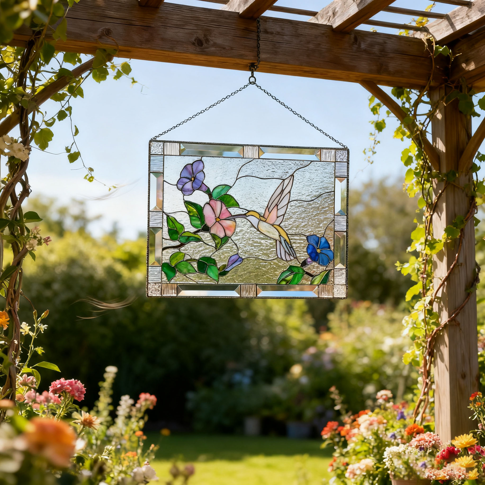 🎉🎨 Handcrafted Stained Glass Cardinal Window Panel – Vibrant Sun Catcher 🦜