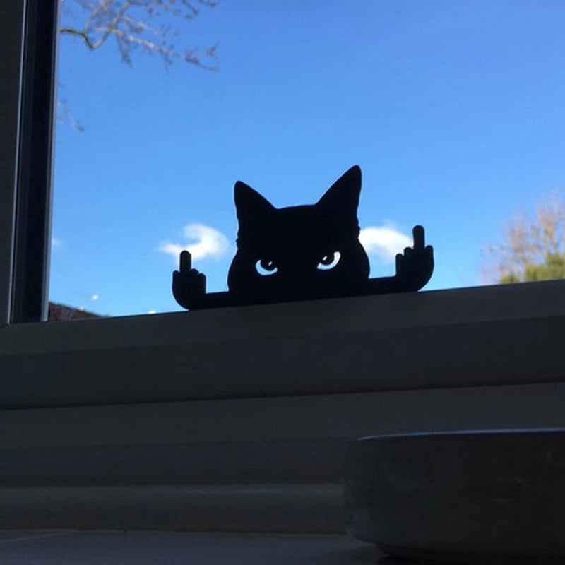 Funny Middle Finger Black Cat Ornament