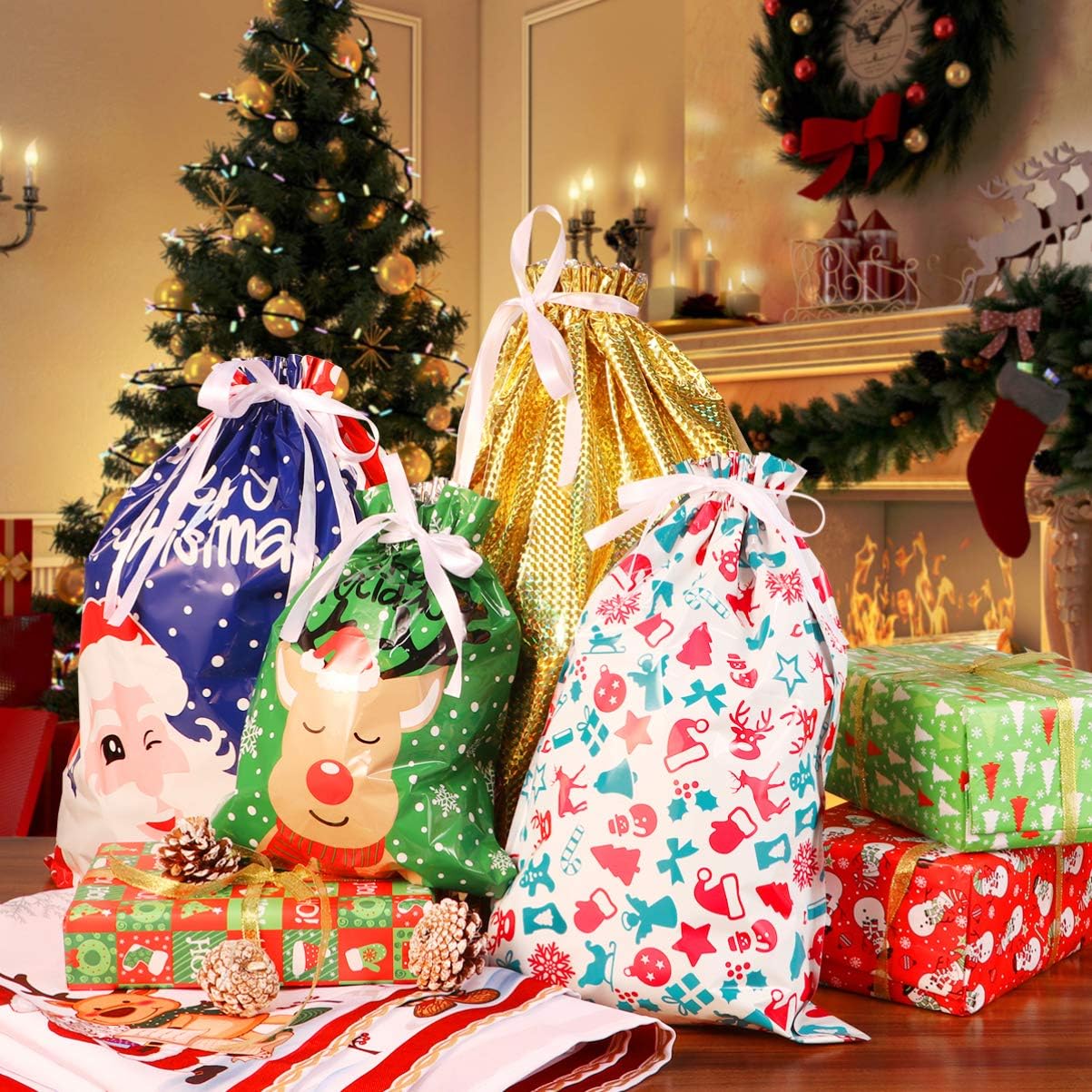 🎄2024 New Christmas Drawstrings Gift Bags