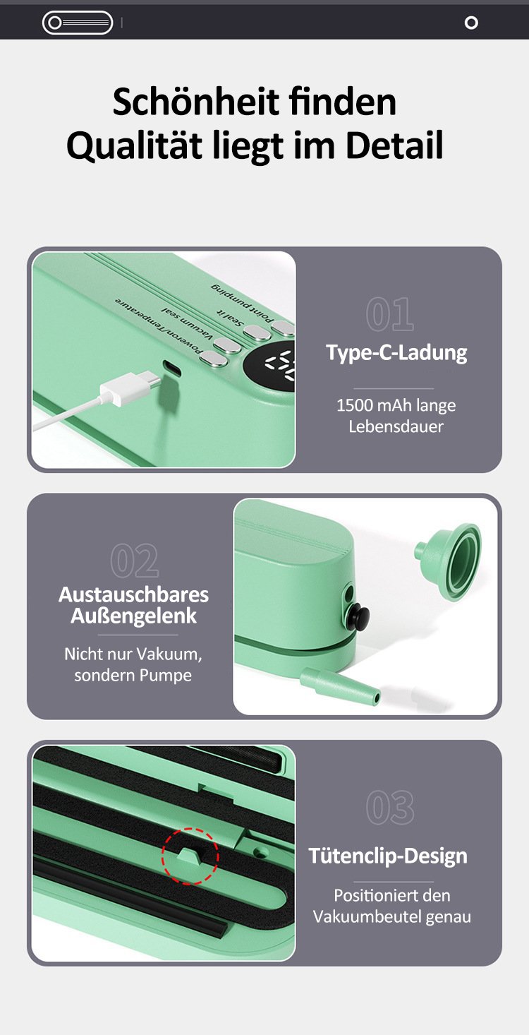 🔥Letzter Tag Verkauf 49% Rabatt ✨✨Mini Akku Vakuumierer – Wird mit Frischhaltebeutel geliefert