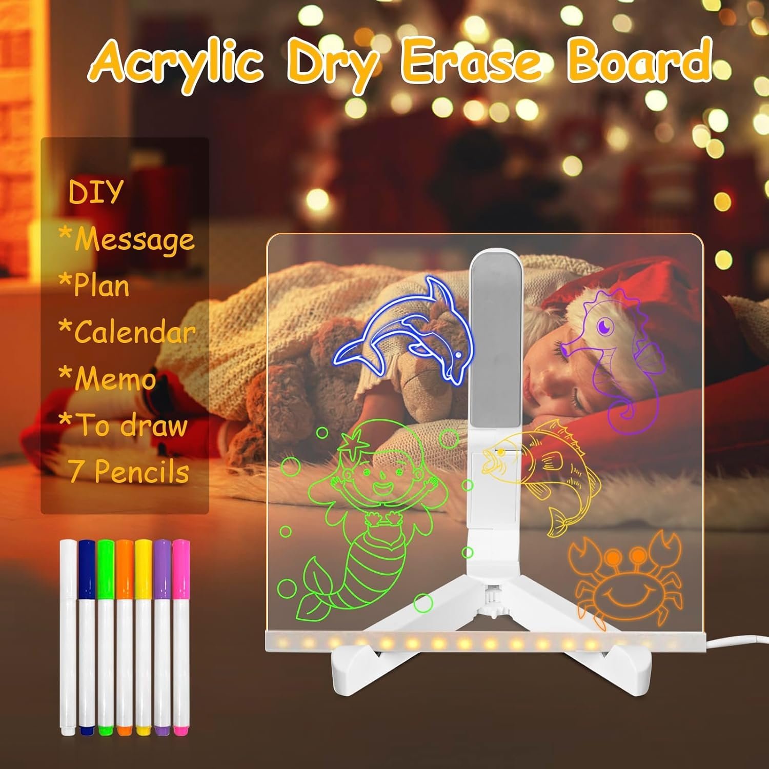 🎄TikTok Christmas Sale - 70% OFF🎄Creative Rewritable Acrylic LED Message Board 🎨 (set come with 7 Pens)