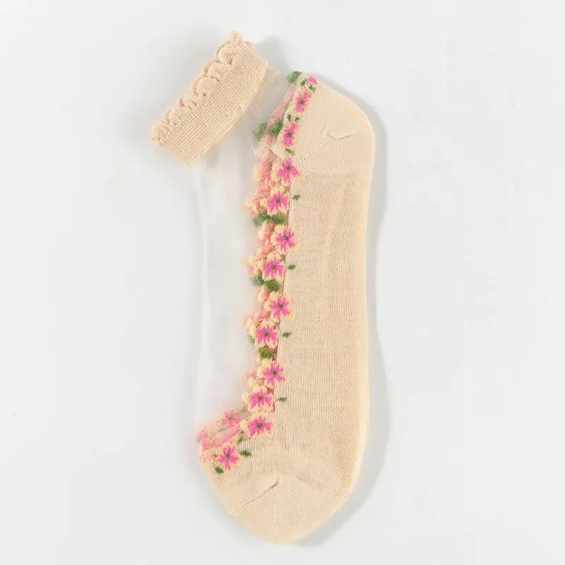 🔥5 Paar für 19,98€🔥- Damen Frühling Sommer Blumenspitze Söckchen