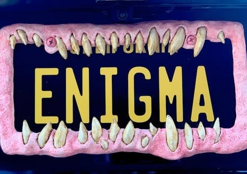 Creature teeth license plate