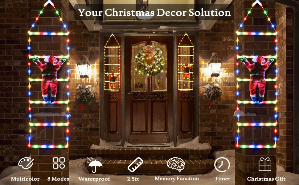 ⏰LAST DAY SALE 50% OFF💥Christmas LED Ladder Lights with Climbing Santa Claus
