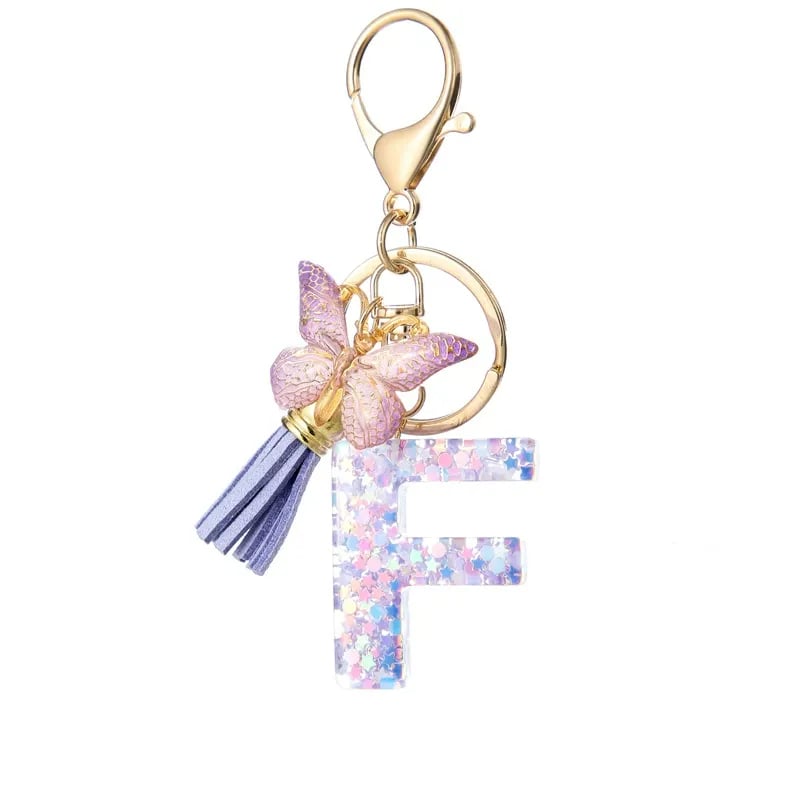 🔥Last Day 50% OFF - Butterfly Letter Keychain Tassel Design Vibrant Durable Lightweight Gift