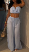 Ladies' Strapless Top+loose Pants Temperament Set