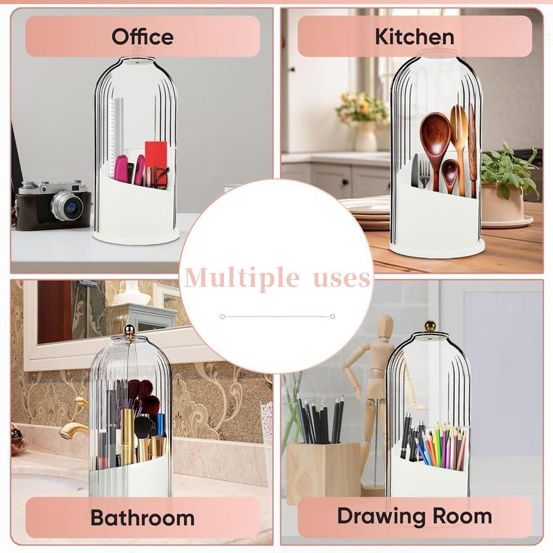 🪥 Dustproof Rotating Toothbrush & Makeup Brush Holder