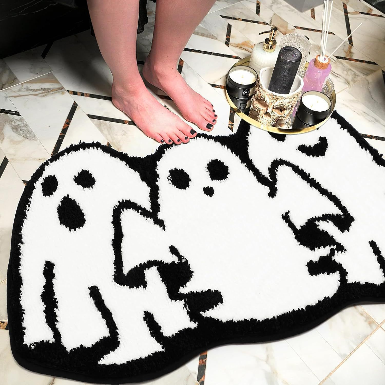 🔥👻2024 Halloween Bath Mat Ghost Tufted Rug