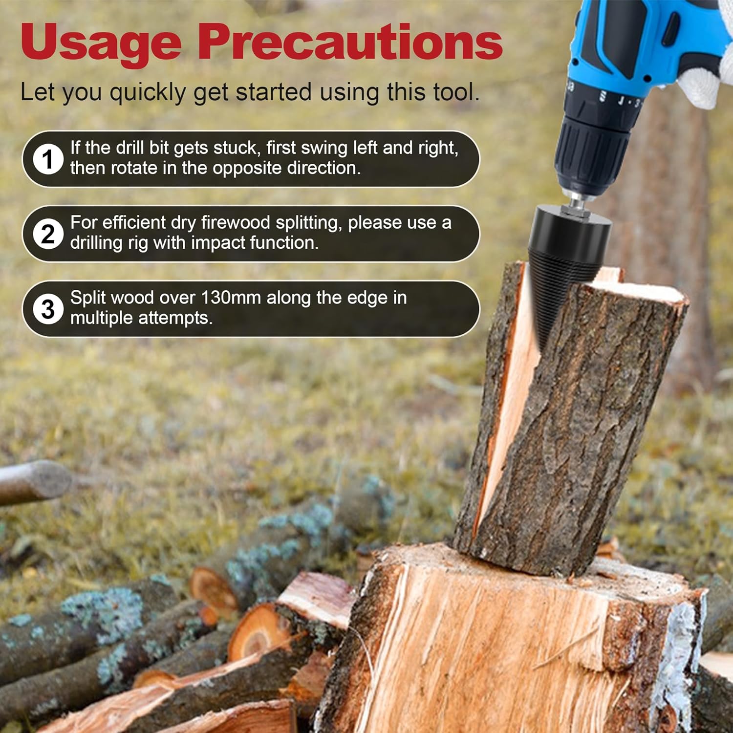 🎁TikTok Last Day Sale - 70% OFF🔥Wood Splitter Drill Bit with 3 Drilling Handles