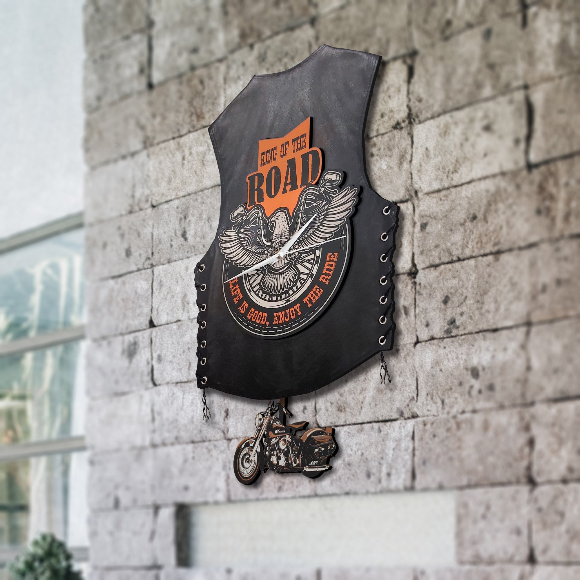 Hot Sale- 49% OFF🔥 Motorcycle Vest Mute Wall Clock 🏍️Gift for Harley Fans