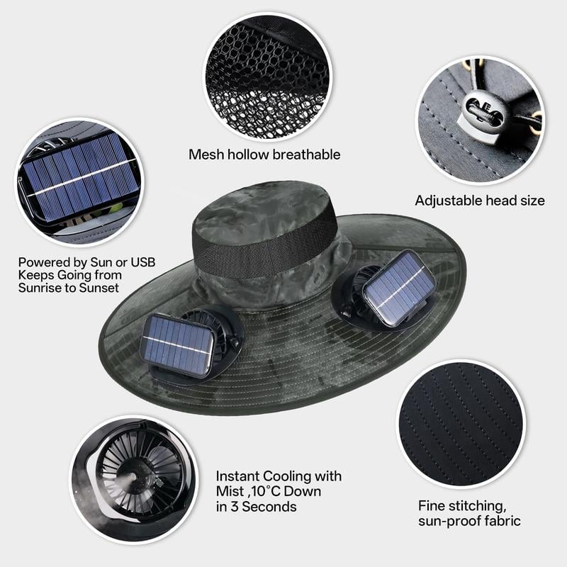 ❄️New Upgraded Spray Fan⚡2025 New Ultra-Light Solar Air Conditioner Fan Sun Hat ⚾ (Weighs Only 11 Ounces)