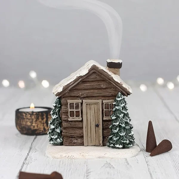 🔥Last Day Promotion 48% OFF-🏠- Log Cabin Snowy Winter Incense Cone Burner🎄