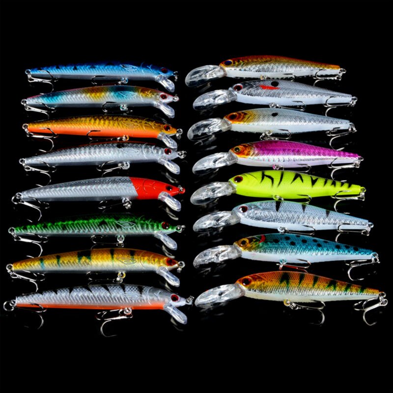 Set Mixed 16pcs/Lot 2 Models Minnows Fishing Lures