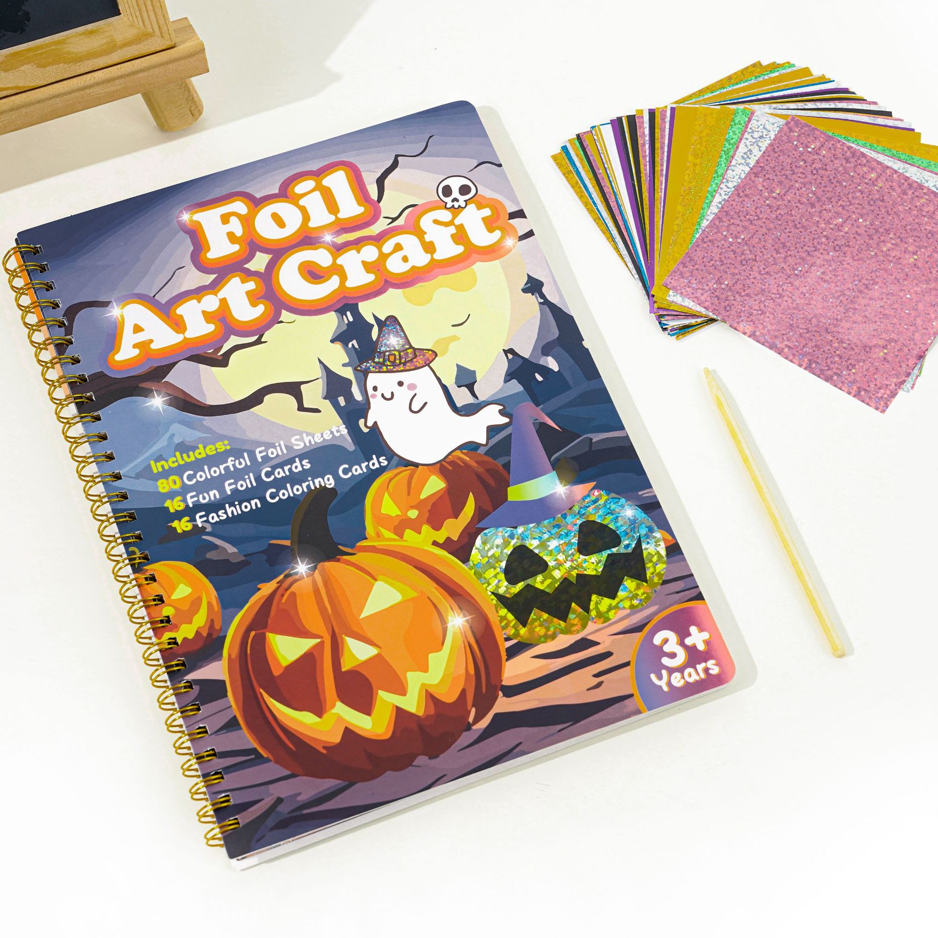 Halloween Arts Foil Fun Craft Colouring Books with Painting Tools