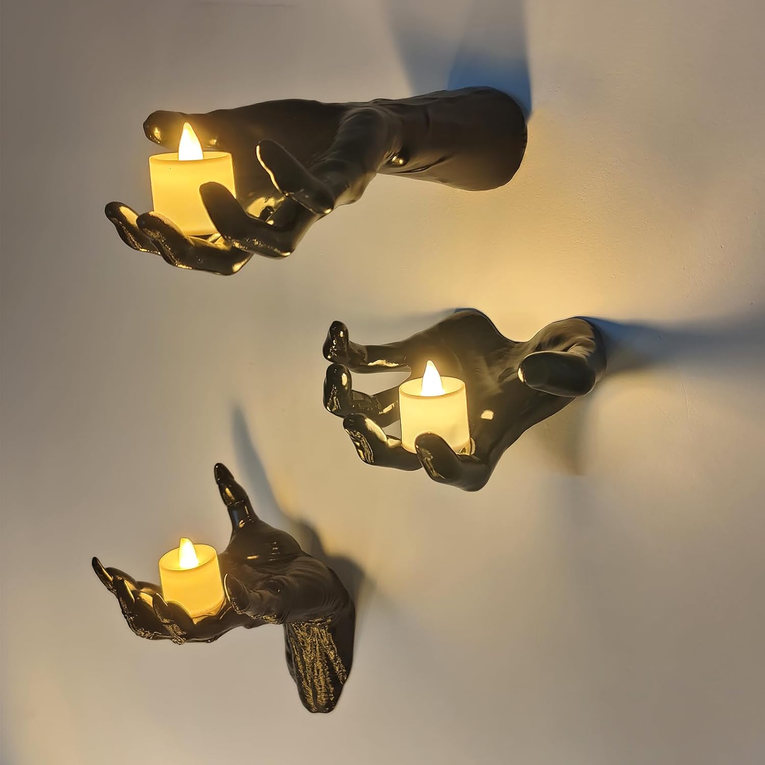 🎁TikTok Last Day Sale - 70% OFF🔥Life-Size Creepy Hands Wall Decor – 3-Piece Set with LED Candles for Gothic Halloween