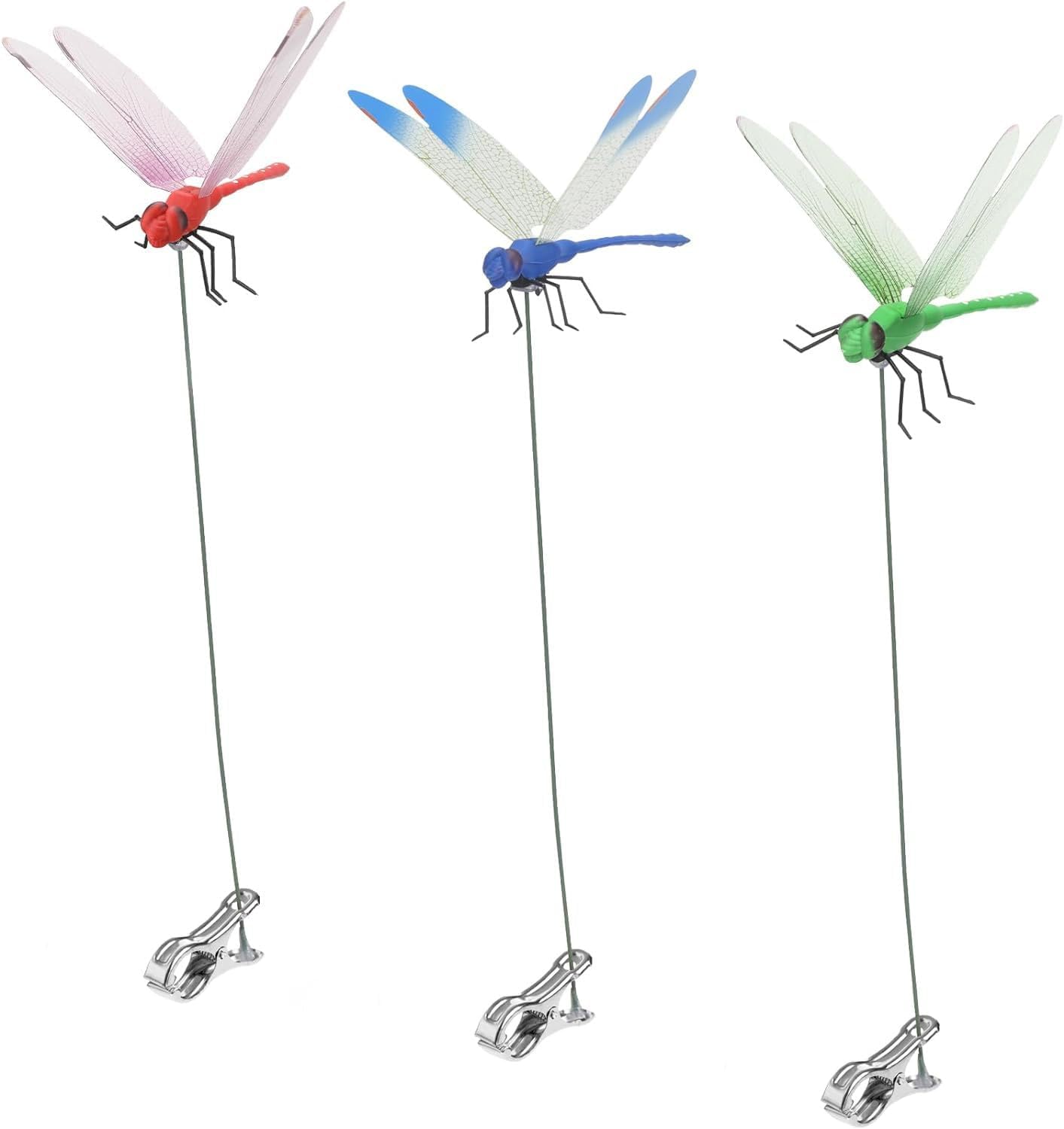 Dragonfly Clip Bug Repe Llent - 3D Dragonfly Garden Decor Deer and Horse Fly Deterrent for Indoor/Outdoor Garden