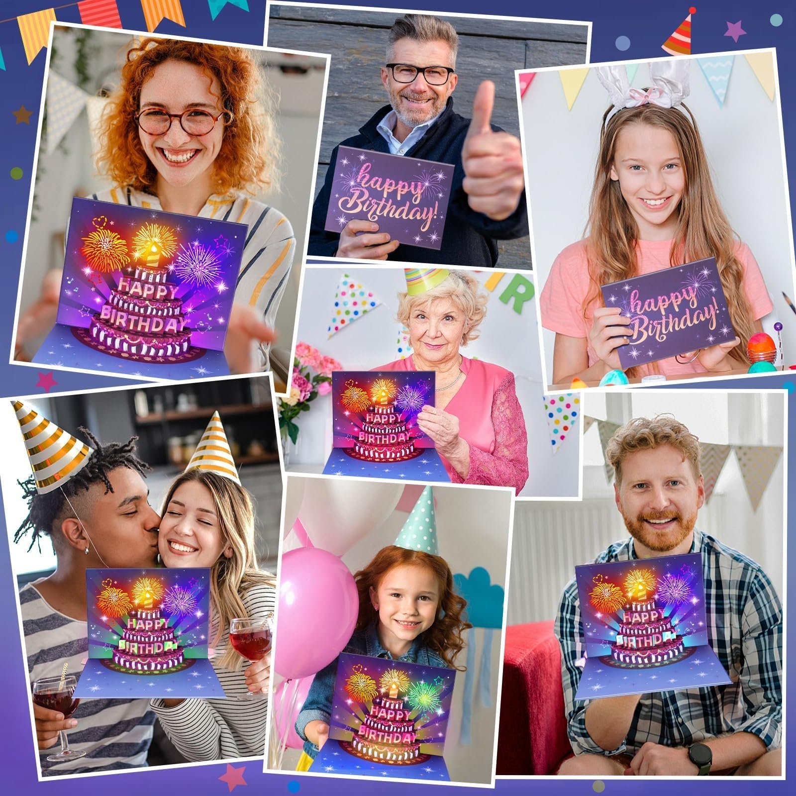 🎂✨ Feuerwerk Pop Up Kuchen Licht und Musik Alles Gute zum Geburtstag Karte