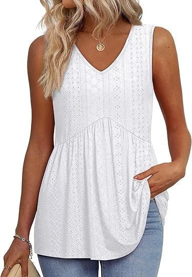 ⏰LAST DAY SALE 50% OFF💥Women Dressy Sleeveless V Neck Babydoll Tank Tops