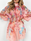 Women's Stand Collar Chiffon Printed Casual Top