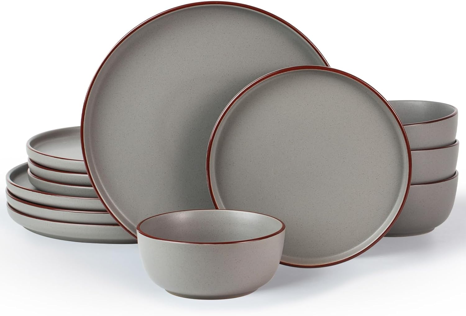 Famiware Mercury Plates and Bowls Sets, 12 Pieces Stoneware Dinnerware Sets, Dishes Set for 4, Microwave and Dishwasher Safe, Multi-color