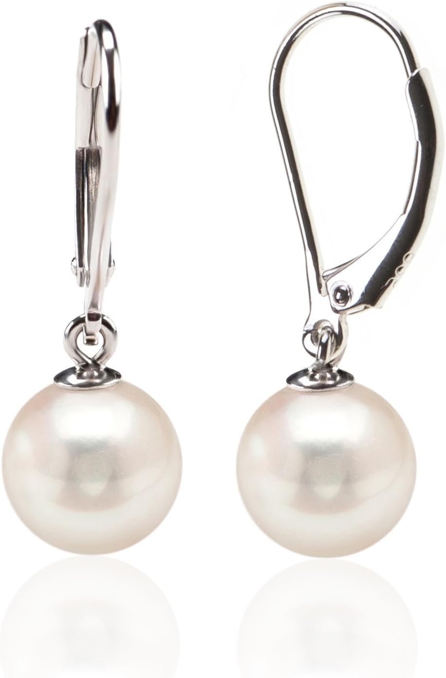 PAVOI Sterling Silver Simulated Shell Pearl Earrings Leverback Dangle Studs