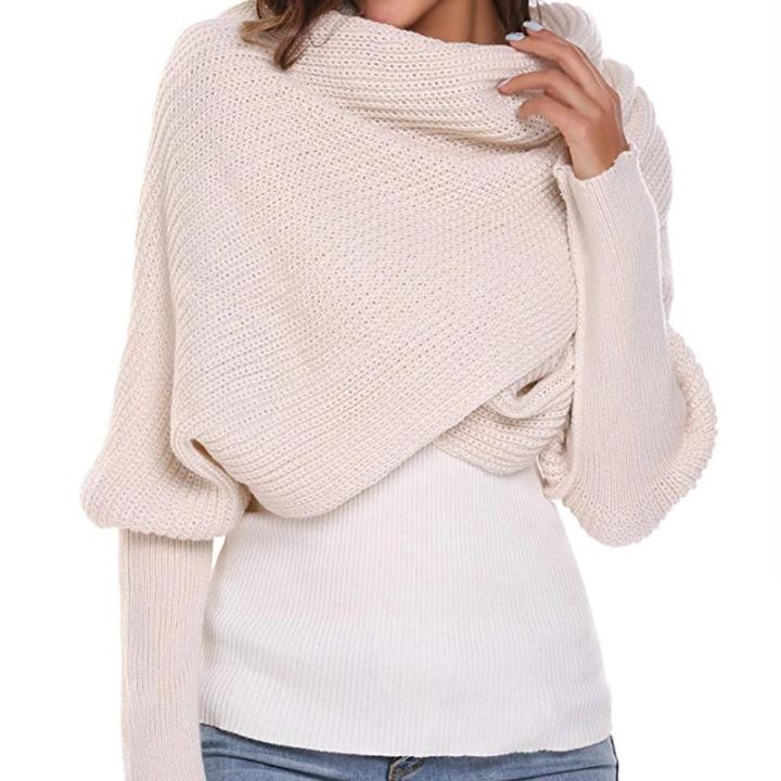 Autumn&Winter Fashion Crochet Knitted Scarf Shawl with Sleeves