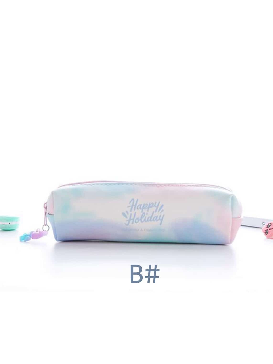 Letter Print Colorful Pencil Case 1pc