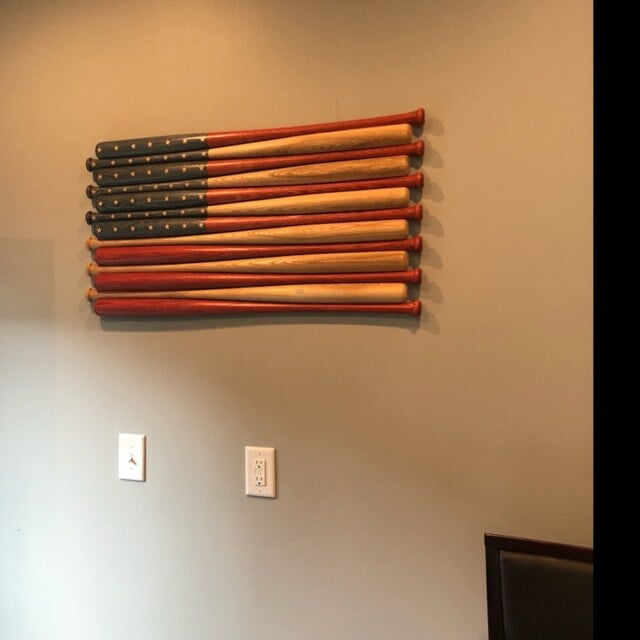 Baseball Bats American Wooden Flag - Ready to Ship