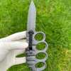 Motifs Knuckle Duster Wooden Handle Folding Knife Defense EDC