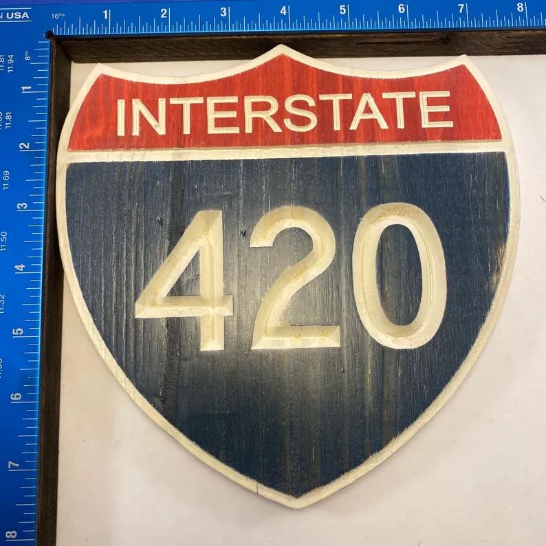 🔥LAST DAY 50% OFF - 🛡Interstate 420 Shield Carved Wood Highway Sign