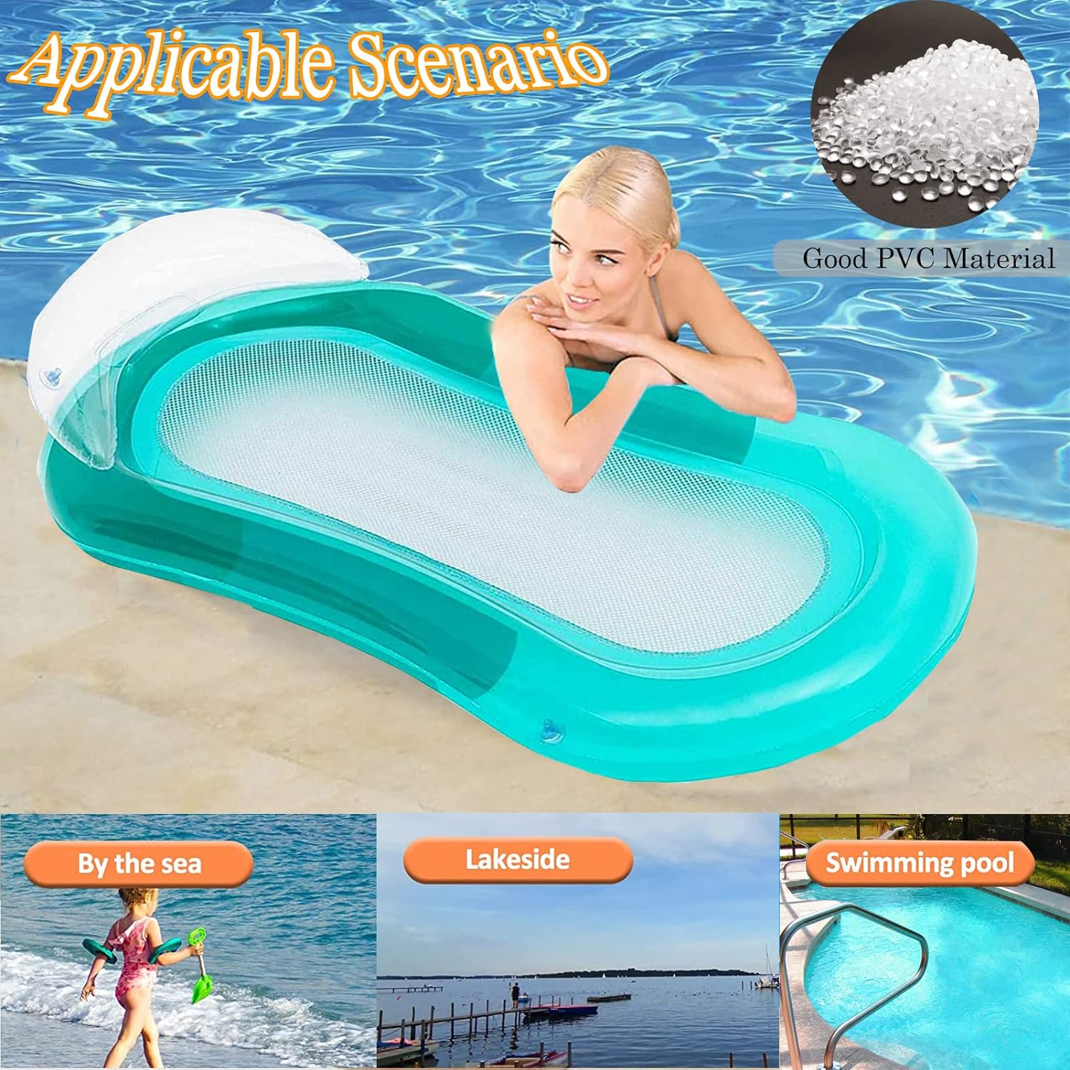 🔥Summer Hot Sale 50% OFF - 🌊Inflatable Water Lounger with Armrests and Breathable Mesh