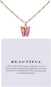 Colorful Acrylic Butterfly Pendant Necklace Bohemian Adjustable Retro Card Clavicle Chain Insect Animal Necklace for Women Girl Teen Friend Friendship Party Jewelry Gift
