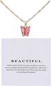 Colorful Acrylic Butterfly Pendant Necklace Bohemian Adjustable Retro Card Clavicle Chain Insect Animal Necklace for Women Girl Teen Friend Friendship Party Jewelry Gift