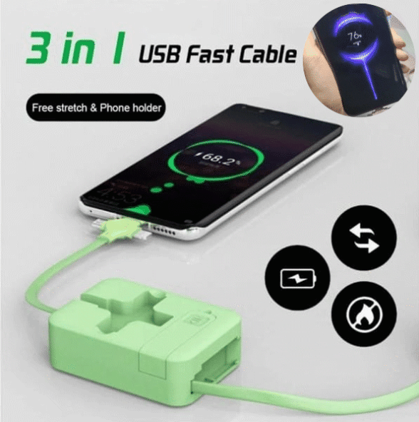 ❤️Mother's Day Promotion-70% OFF❤️3 in 1 Rechargeable USB Fast Charging Cable & Mobile Stand📱