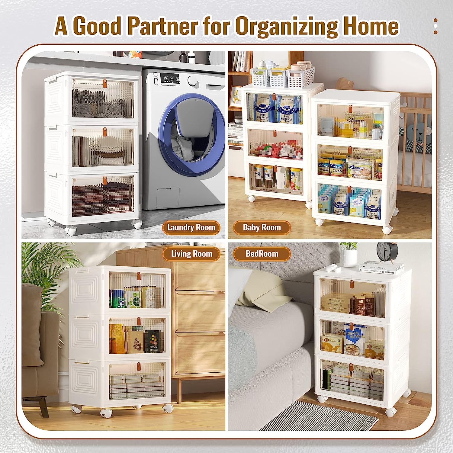 🔥5th item FREE-Stackable Storage Bins with Lids and Doors
