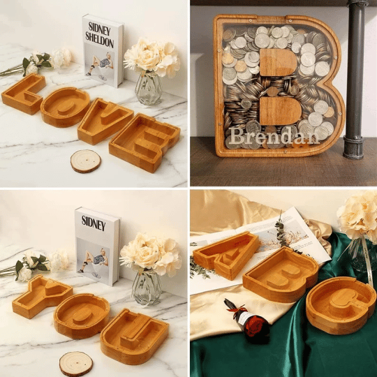 (🔥Last Day Promotion- SAVE 70% OFF)Large Personalized Wooden Alphabet Piggy Bank-Buy 2 Get VIP Shipping