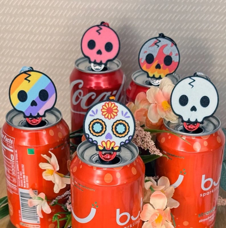 ✨2024 Spooky Skull Cute Soda Can Tab Opener with Keychain strap👻🔥