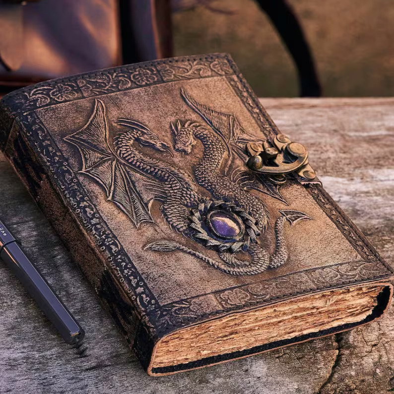 Personalised-Double Dragon Leather Journal