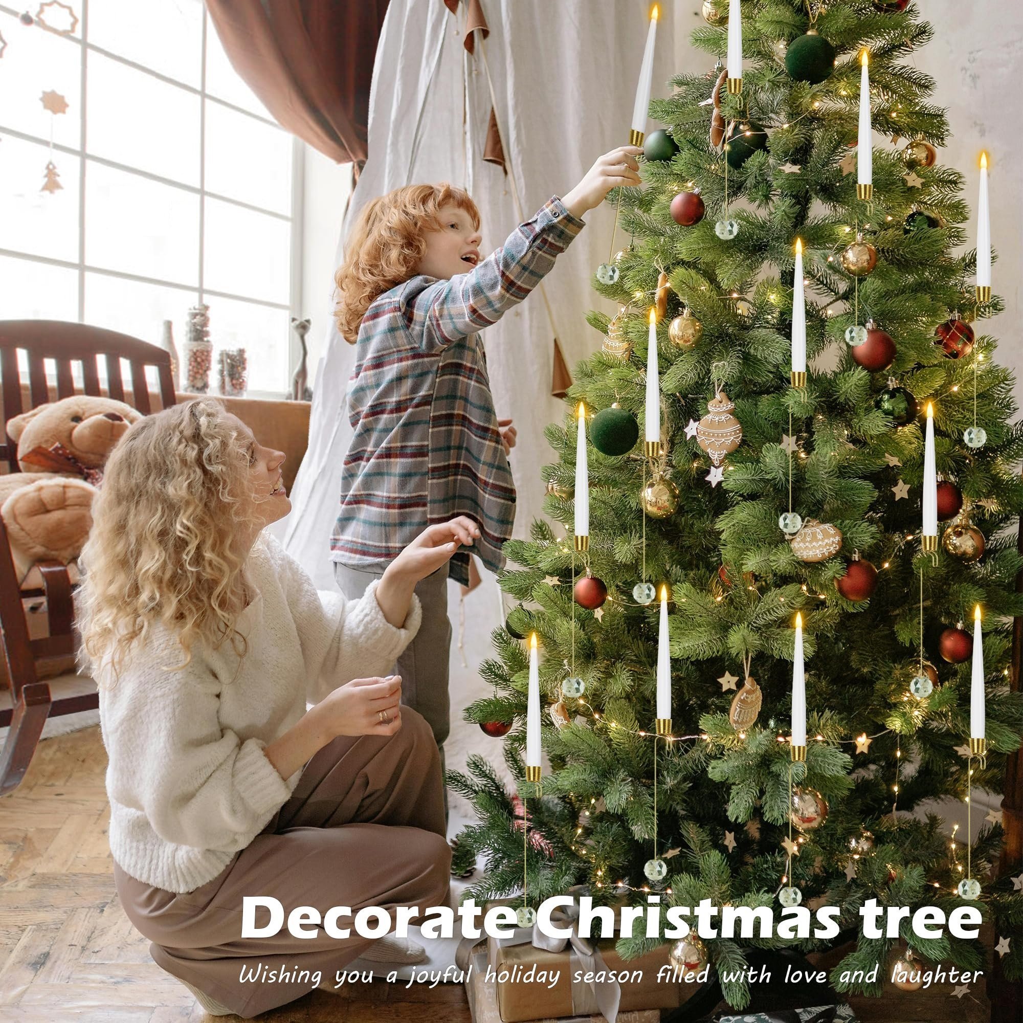 🍂TikTok Fall Sale — Last Day 70% OFF🎉Christmas Tree Led Candles with Clear Crystal Ball Hook🎄