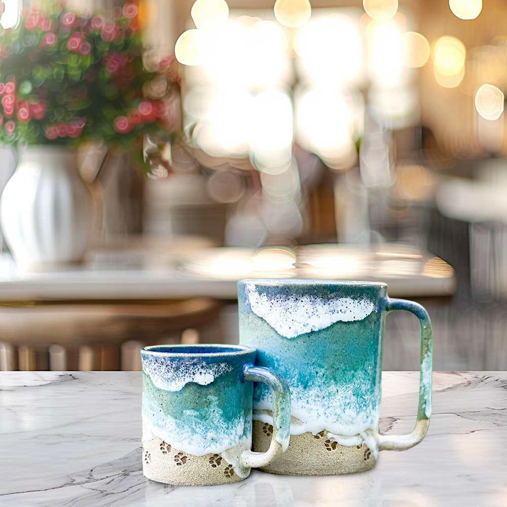 🌊✨Handmade Paw Print Ocean Shoreline Mug -（Save 49% on hot first week sales）