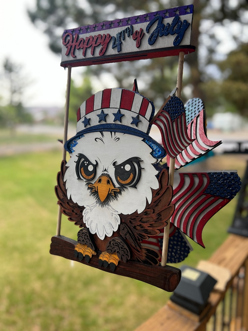 Patriotic Eagle American Flag Windspinner
