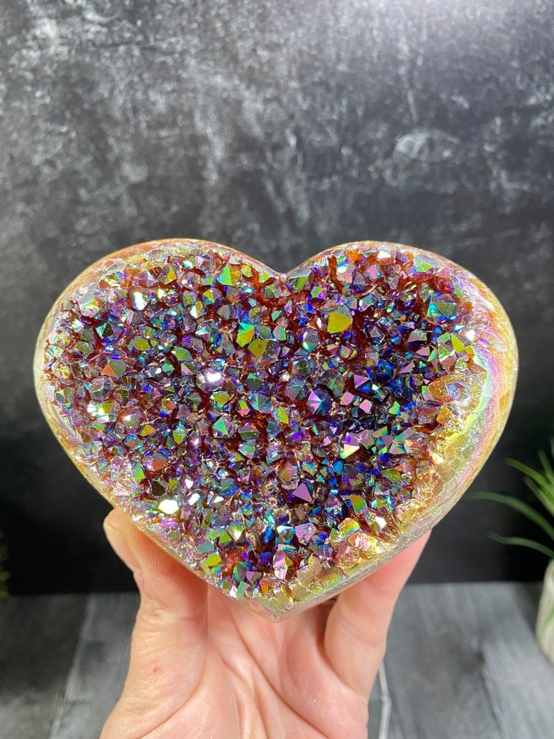 Angel Aura Heart Shaped Rainbow Crystal Cluster-BUY 2 GET EXTRA 10 % OFF & FREE SHIPPING