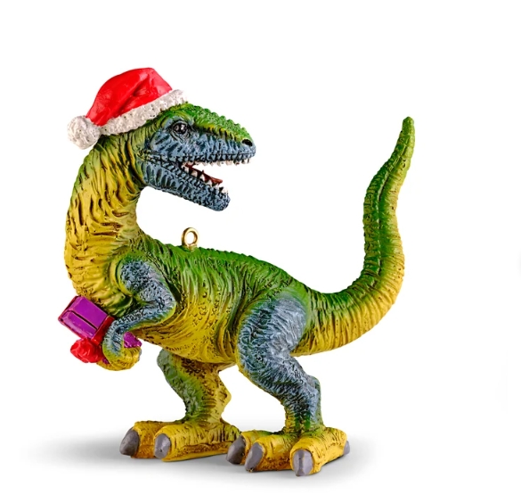 🦖🎄Novelty Christmas Hat Tyrannosaurus Rex/Brachiosaurus/Velociraptor/Triceratops Figurine - Hanging Ornament